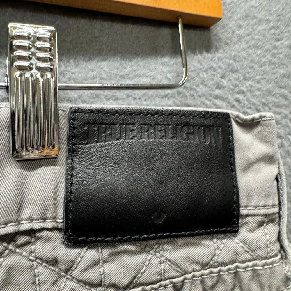 True Religion Jeans Dean Geo Quilted Patch Gray Denim Mens 29‎ (30x29 ACTUAL)
